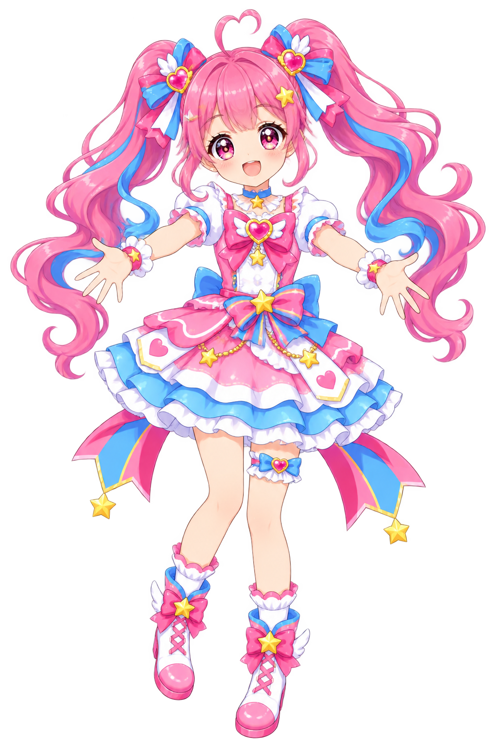 星飾りをつけた、ピンクの衣装の魔法使い